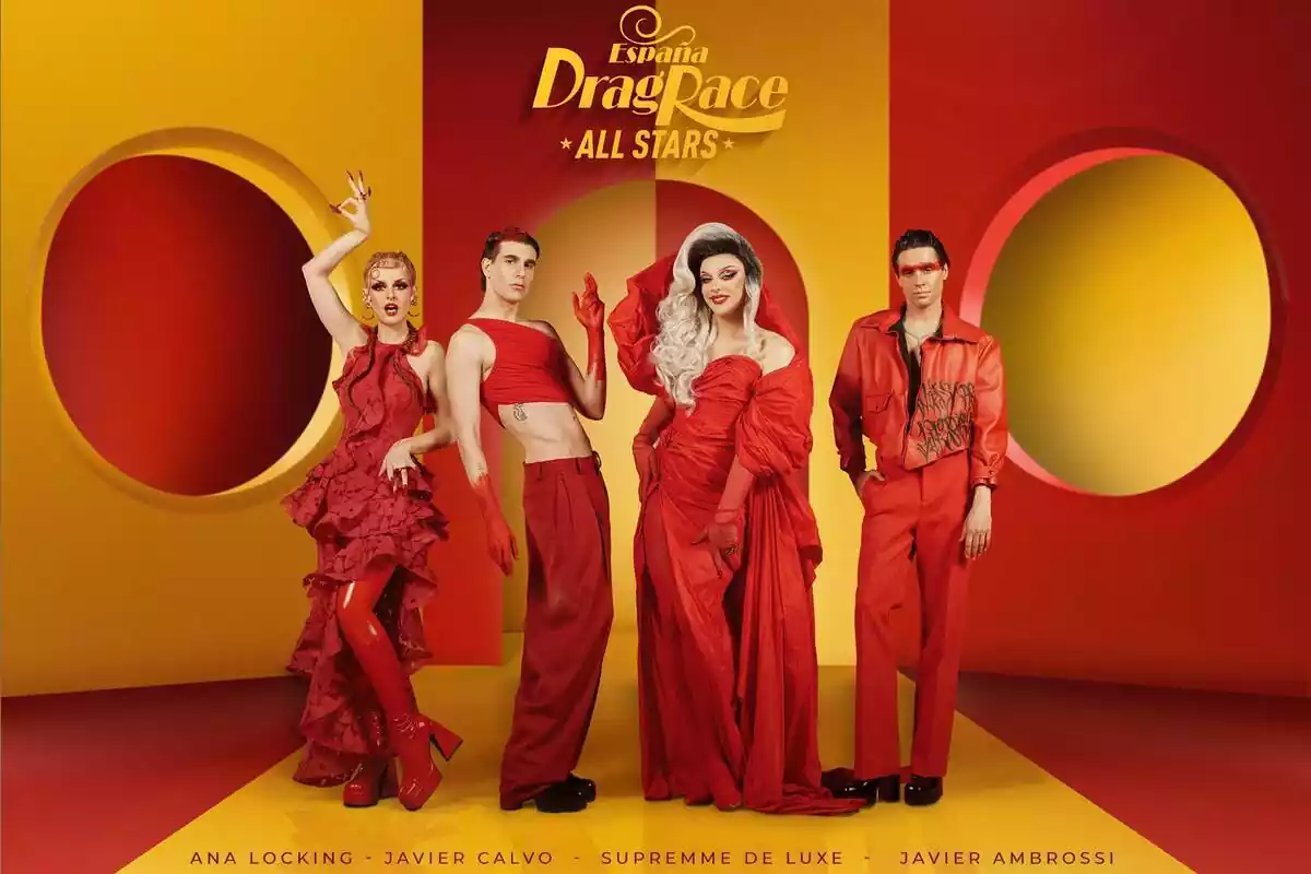 Posat del jurat de Drag Race All Stars d'atresplayer: Javi Calvo, Javi Ambrossi, Ana Locking i Supremme de Luxe