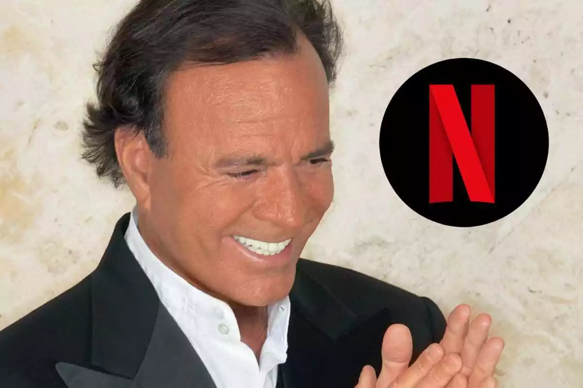Muntatge de Julio Iglesias amb el logotip de Netflix