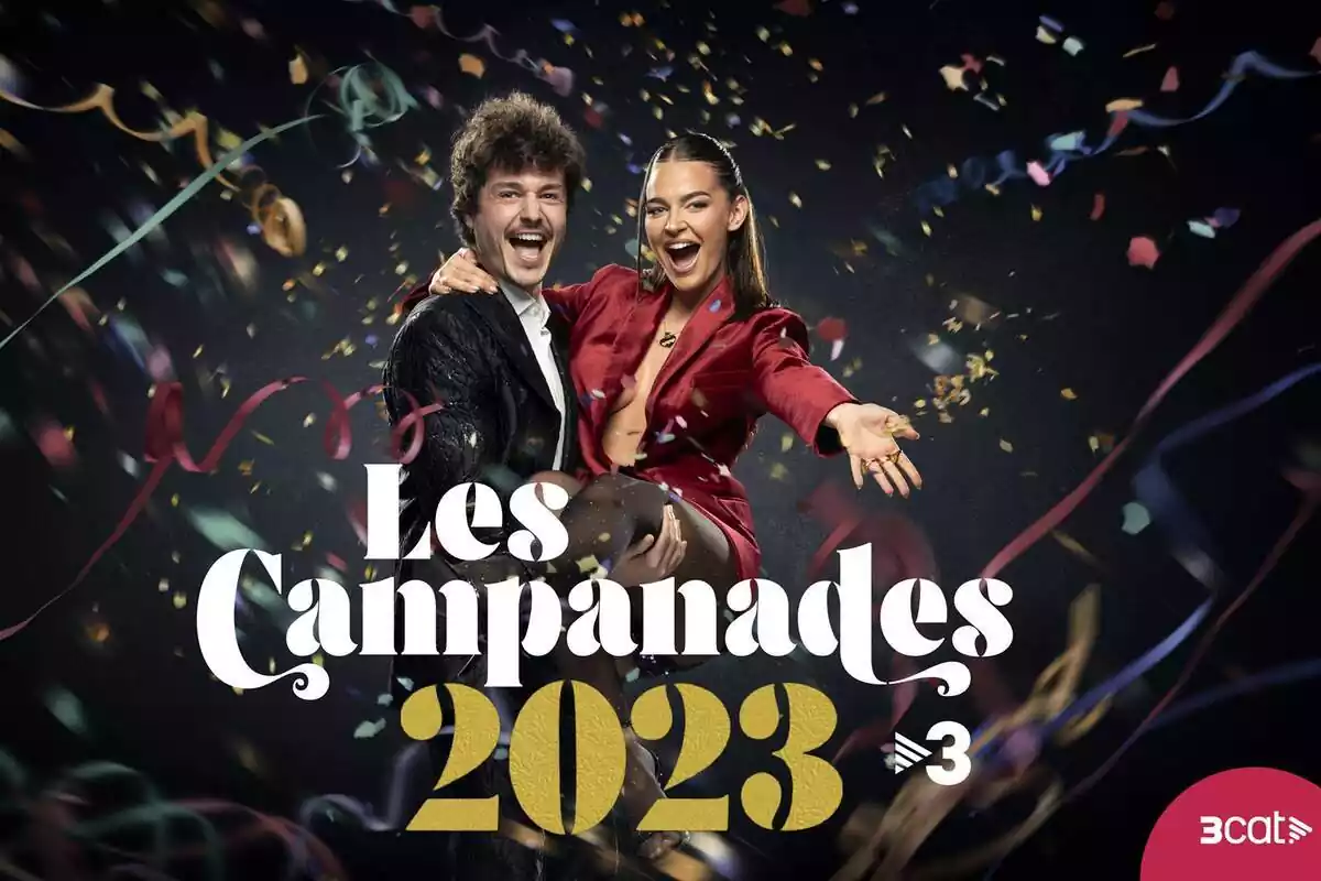 Posat de Miki Núñez i Laura Escanes com els presentadors de les Campanades de TV3