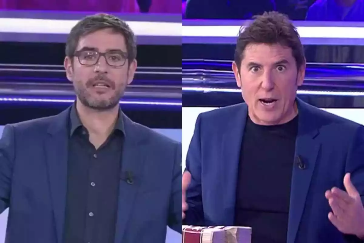 Muntatge de Juanra Bonet i Manel Fuentes com a presentadors d'Atrapa un Millón a Antena 3