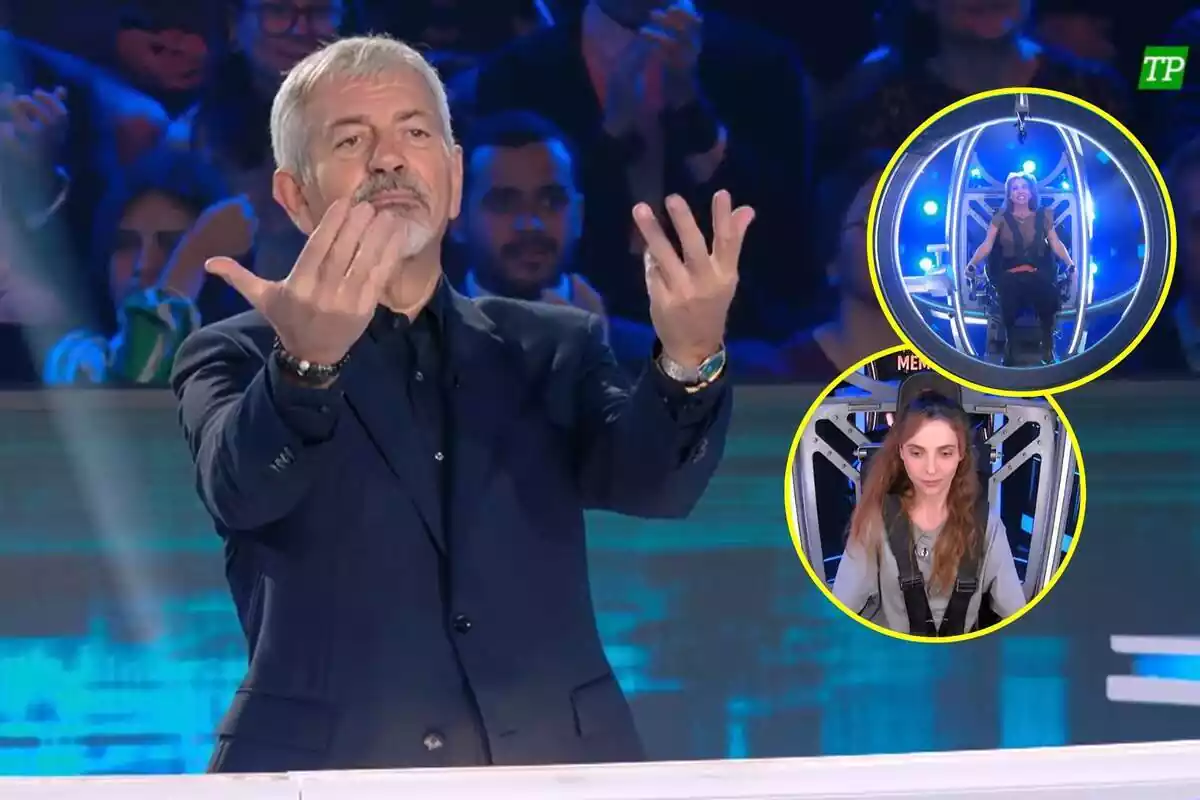 Muntatge de la promo de Mental Masters amb Carlos Sobera com a presentador i Leticia Dolera com a concursant a Telecinco